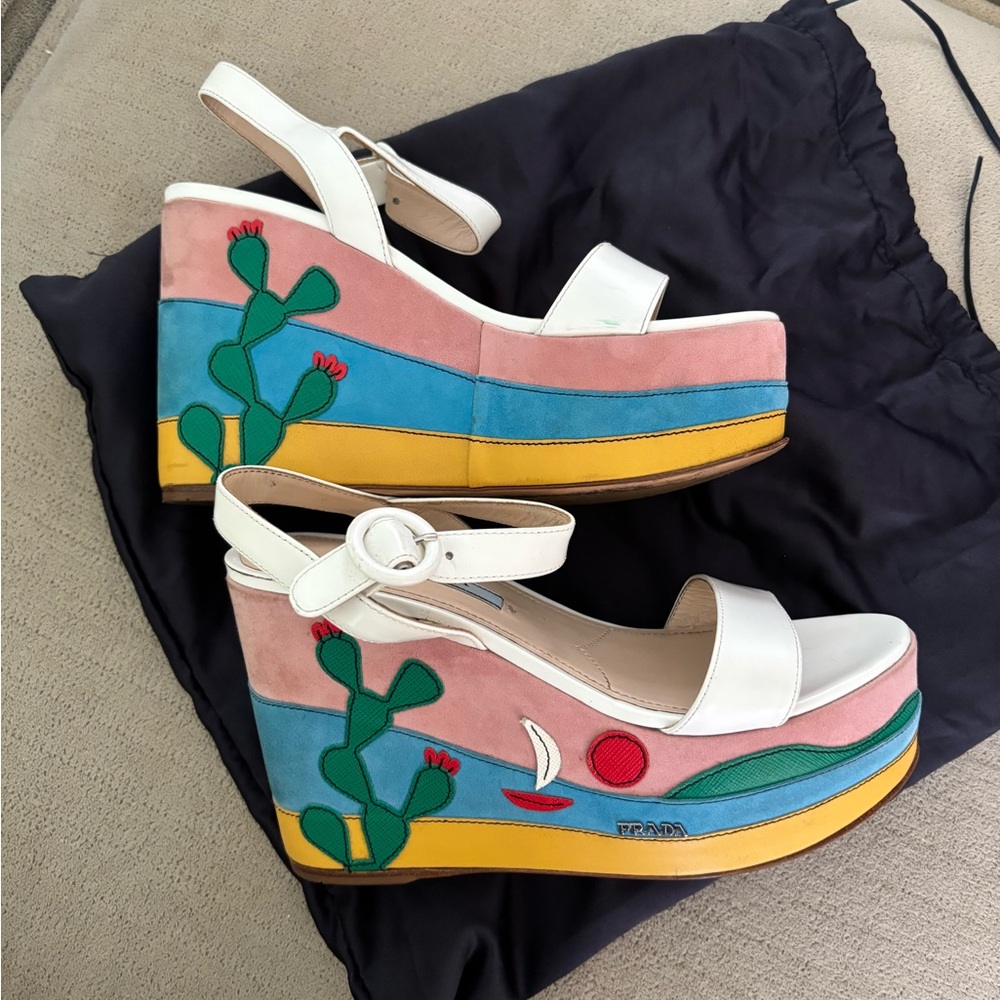 Prada cactus appliqué wedges
